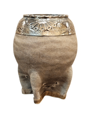 Torpedo cuero crudo alpaca cincelada